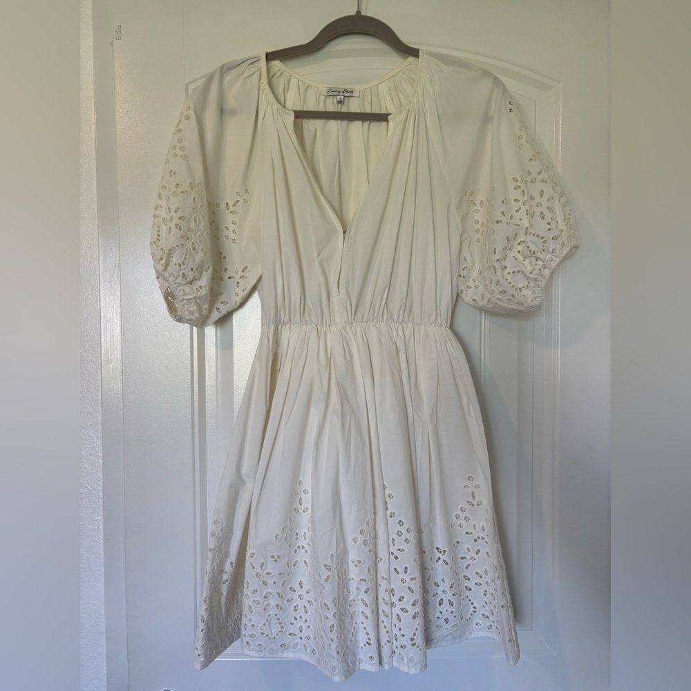 emory park White Cotton Eyelet Puff-Sleeve Mini Dress Size S